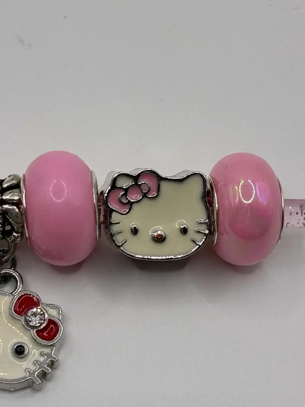 Sanrio Hello Kitty Pink European Charm Bracelet Beads and Dangle Charm